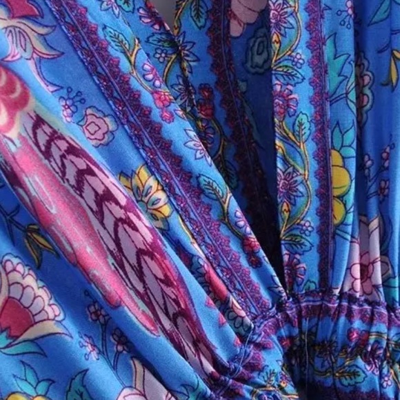 Boho Floral Bird Gypsy Print Maxi Long Dress - Picture 8 of 12